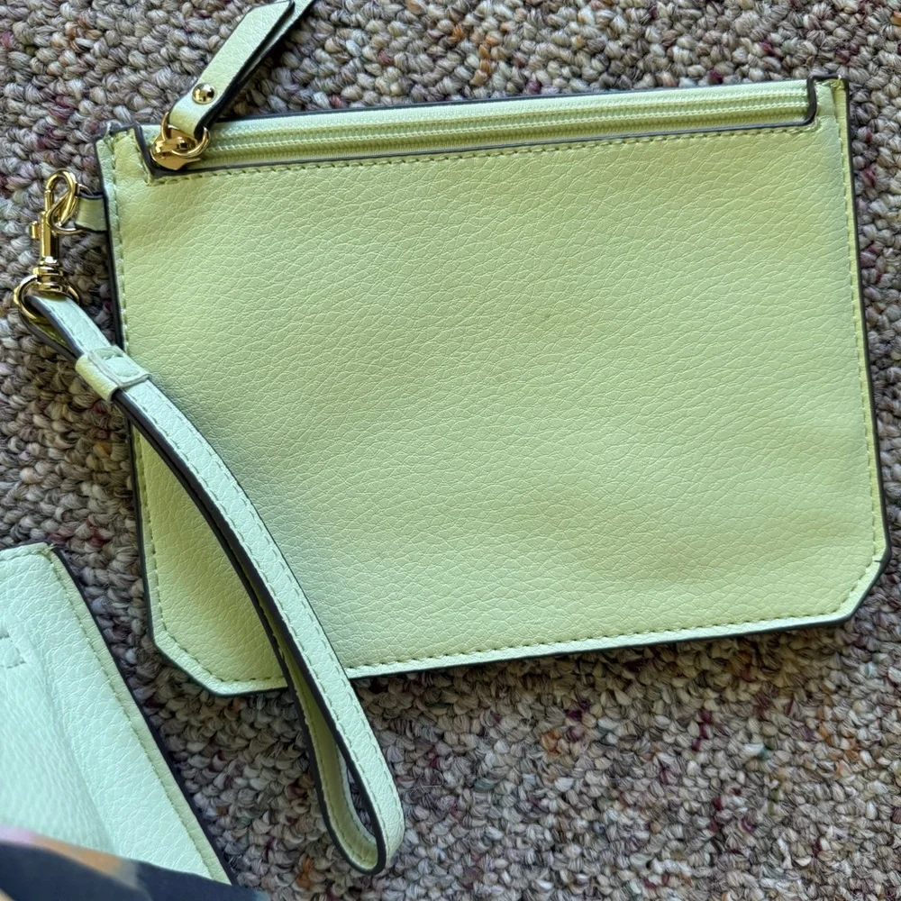 Anne Klein Lime Crossbody Boxy Dual Handle Snap Closure Purse and wristlet